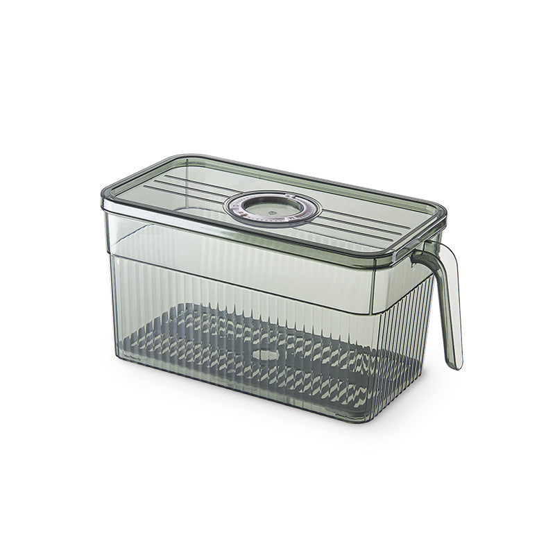 Refrigerator Storage Box Drainable Sealed Stackable Handle Lid Removable Tray