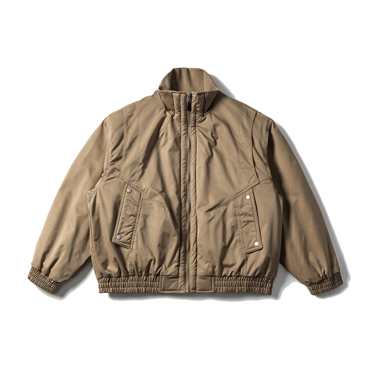 Winter-Ready Stand Collar Jacket Fleece Lining Utility Pockets Front Zip Closure