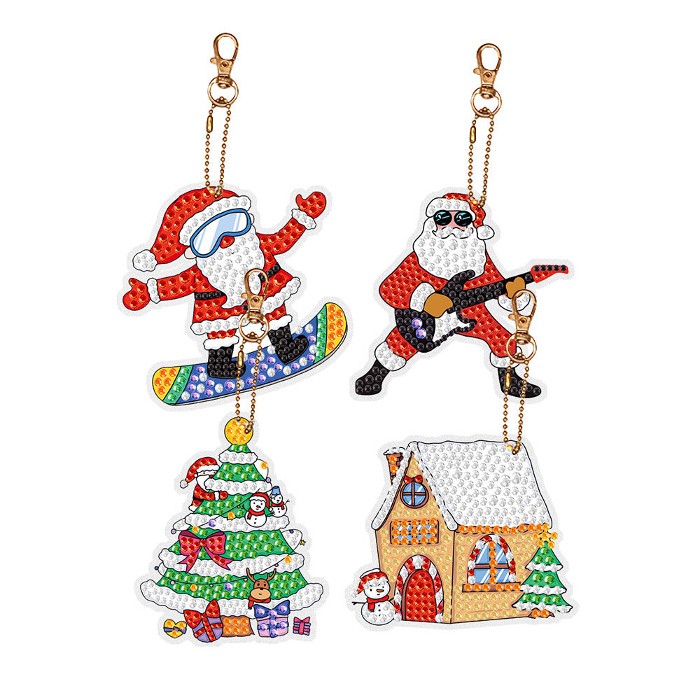 DIY Christmas Diamond Painting Keychain Pendants Kits Kids Crafts Toys Games