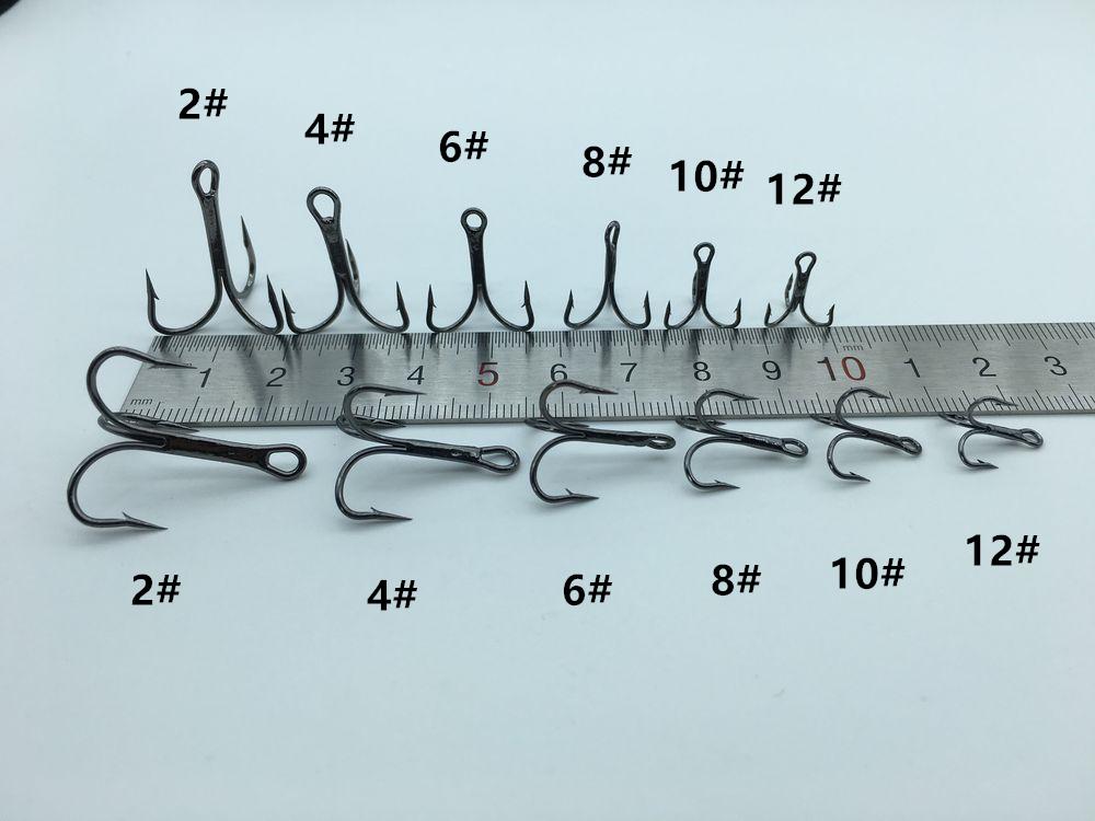 20 High Carbon Steel Treble Fishing Hooks Sizes 2# to 10# Enhanced Catch Rate