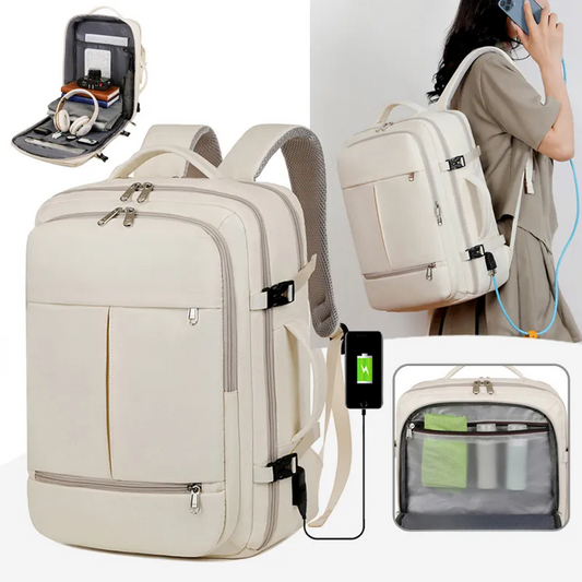 Large Capacity Business Travel Backpack Durable Multiple Pockets USB Interface