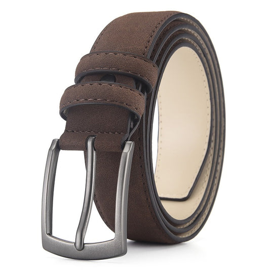 Men’s Suede Leather Belt, Alloy Buckle, Retro Casual Style, 115cm, Durable Accessories