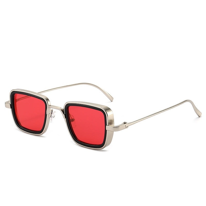 Steampunk Square Sunglasses Yellow Lens Metal Frame UV Protection Retro Style