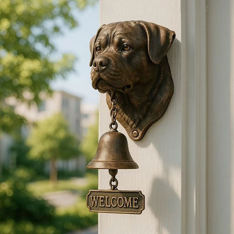 Antique Bulldog Dobermann Door Chime Wall Accessory Metal Merchant Signal Bell