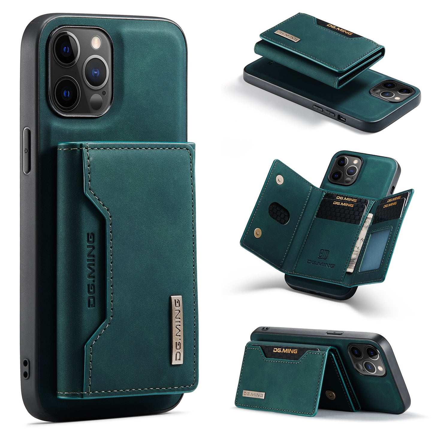 Magnetic Leather Card Case Detachable Kickstand for iPhone 11 12 13 14 Pro Max