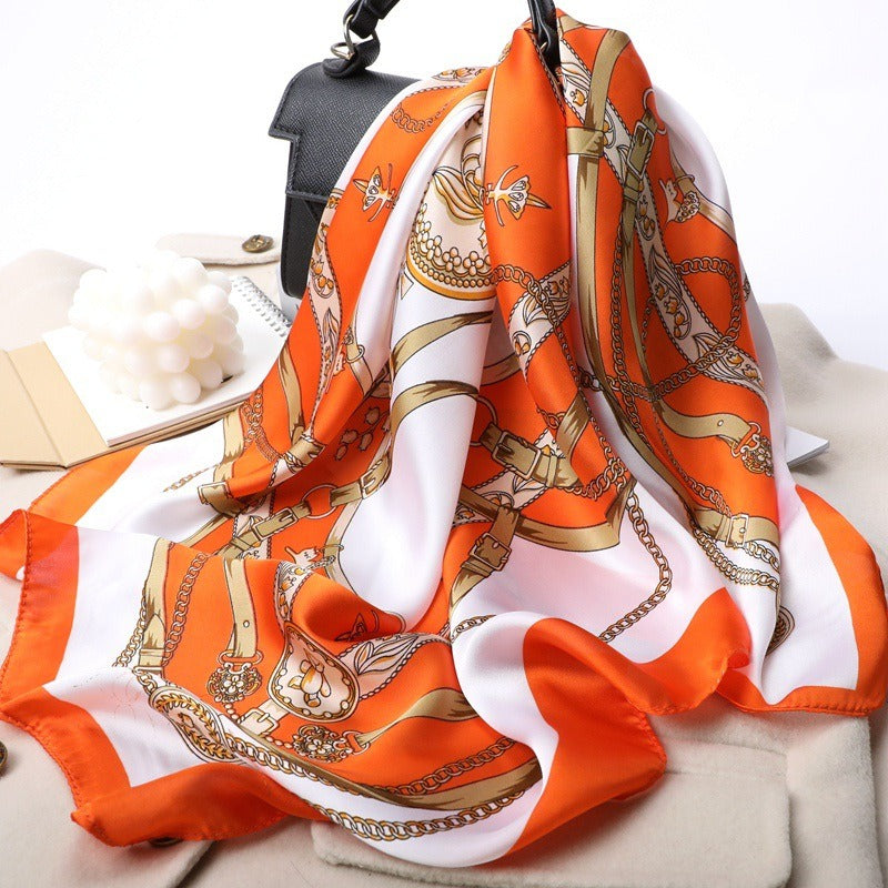 Premium Silk Feel Women's Square Scarf 70x70cm Satin Fashion Print Womens