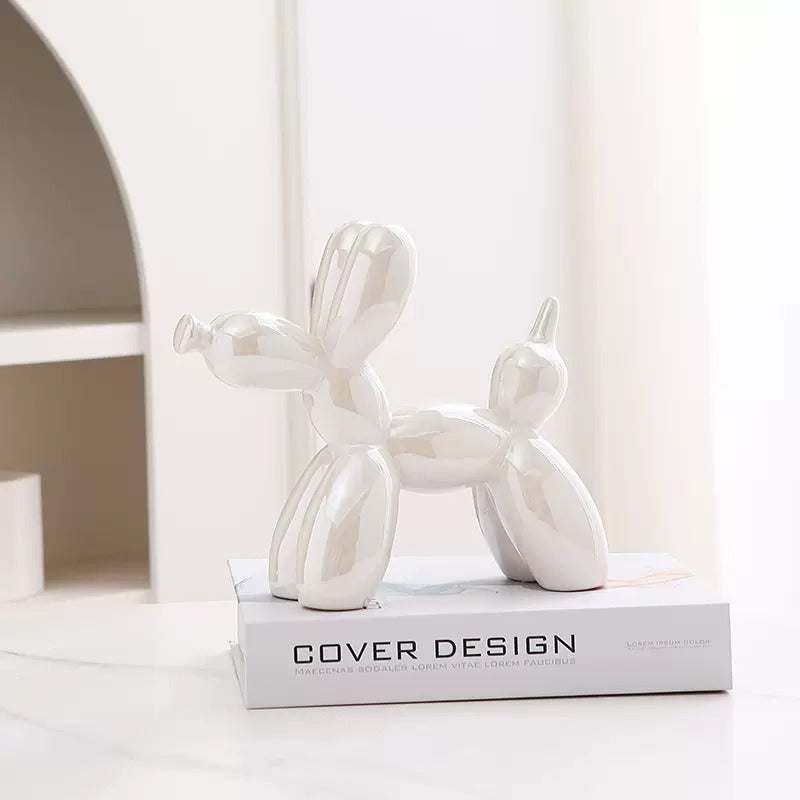 Ceramic Balloon Dog Figurine Decorative Sculpture L20cm H18cm Multiple Colours