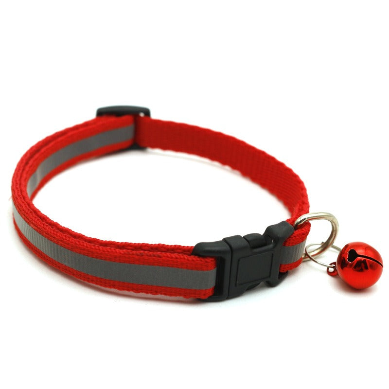 Adjustable Reflective Pet Collar with Bell Luminous Cat & Dog Collar | 19-32cm