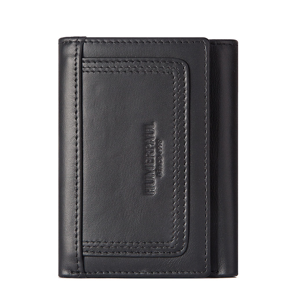 RFID Leather Wallet Men Coin Purse Zipper Multi Card Holder Secure Pocket Storage