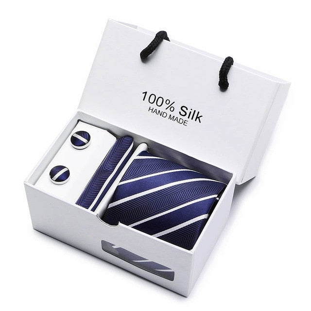 100% Silk 3pc Men's Plaid Tie Set Extra Long Woven Neck Ties Suit Gift Box