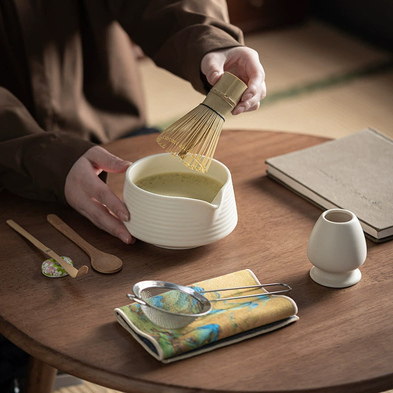 Authentic Matcha Tea Ceremony Set 8 Pieces Includes Ceramic Bowl Bamboo Tools