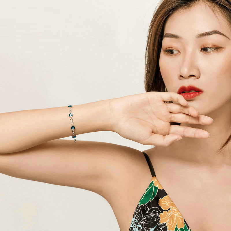 Sterling Silver S925 Austrian Crystal Bracelet Adjustable Secure Elegant Fit