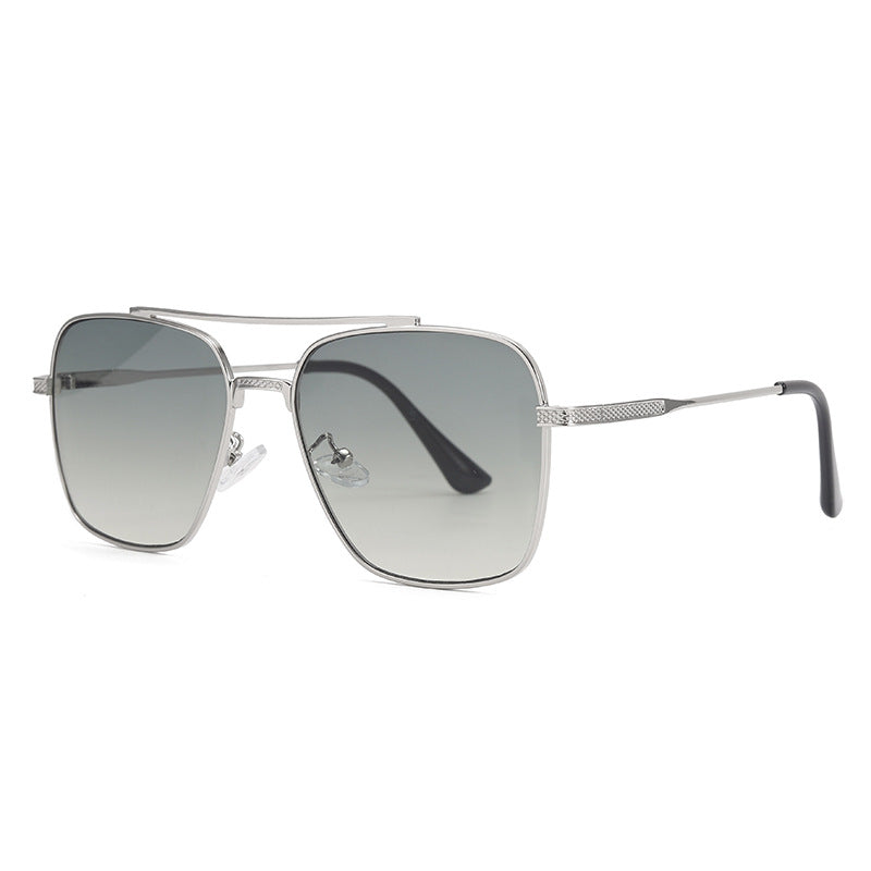 Men's Retro Double Beam Metallic Sunglasses UV400 Full Sun Protection Eyewear