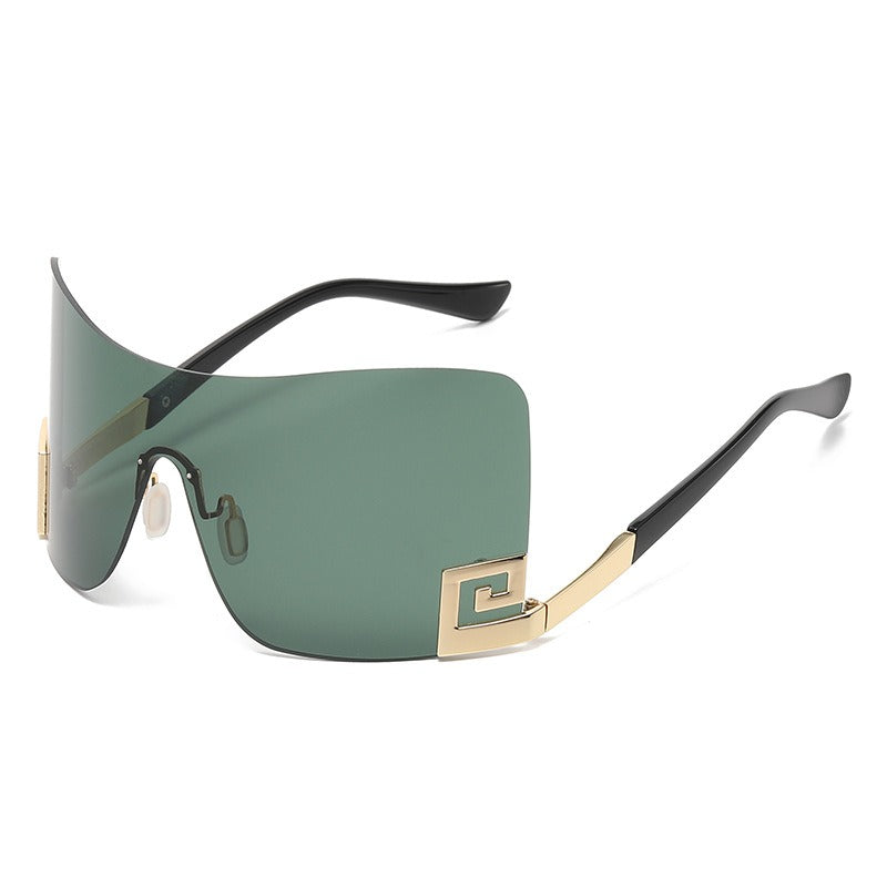 Large Frame Integrated Sunglasses UV400 Metal Arms Durable Unisex Outdoor Use