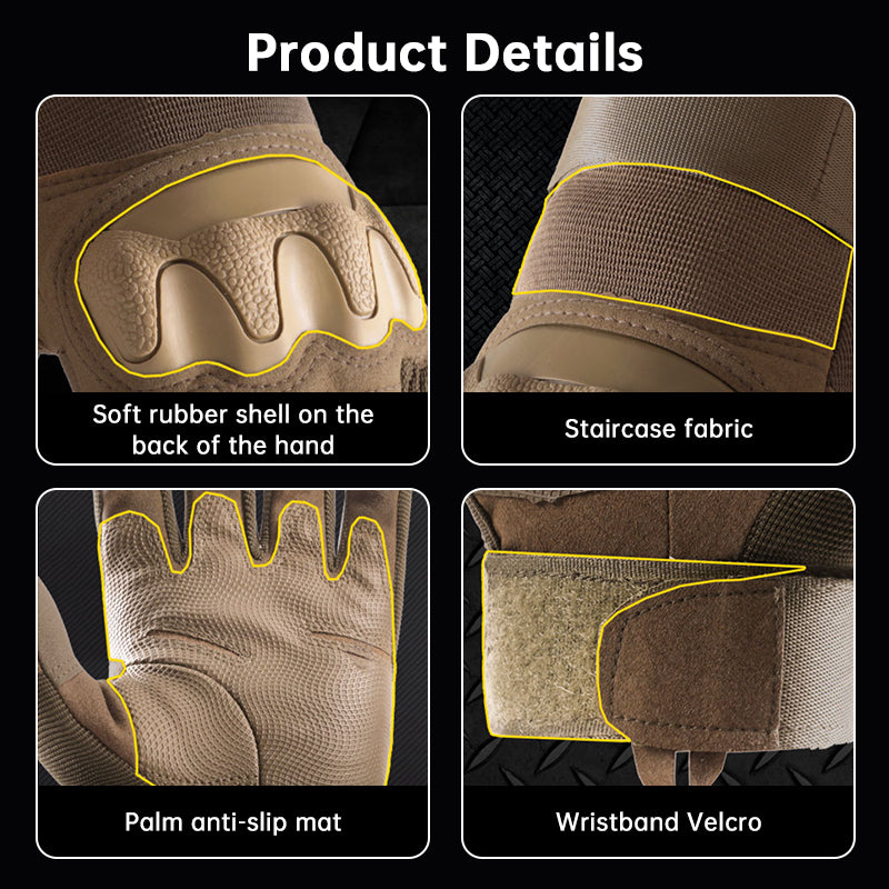 Mens Tactical Gloves Full Finger Anti Slip Reinforced Knuckle Grip Velcro S M L