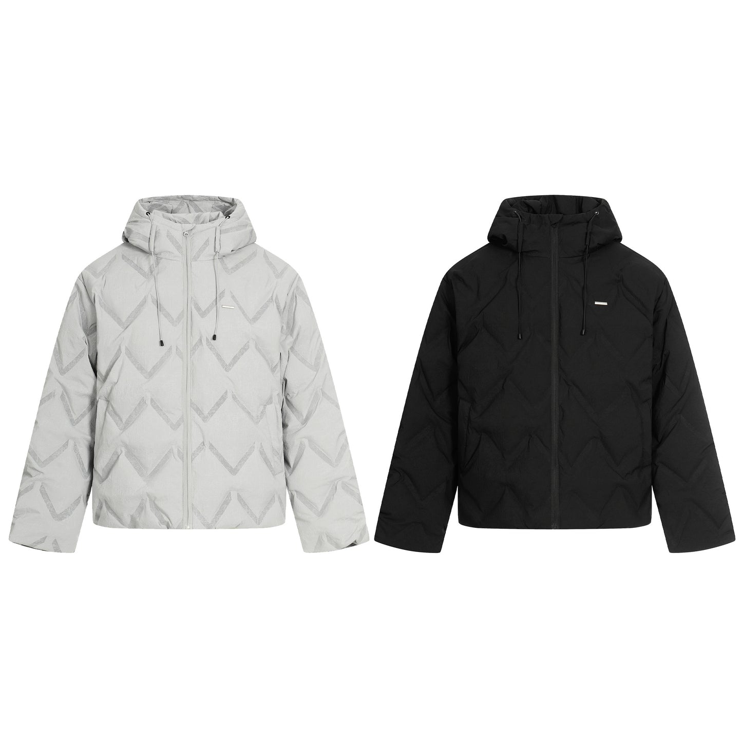 Mens Plaid Hooded Down Jacket Winter Warm Casual Insulated Loose Fit Outerwear
