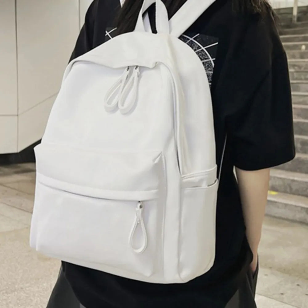 Faux Leather Backpack Zip Closure Adjustable Shoulder Straps Durable Spacious