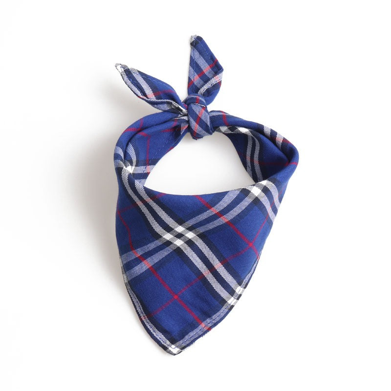 Plaid Dog Bandana Double Layer Pet Scarf Soft Cloth Material Accessories Pets