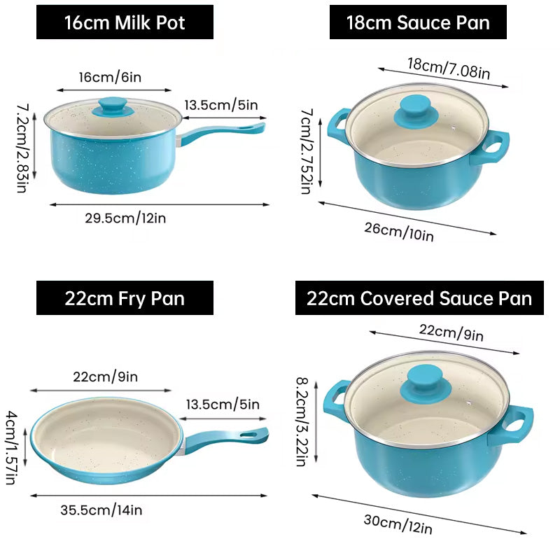 10-Piece Iron Cookware Set, Non-Stick Maifan Stone, Suitable for All Stovetops