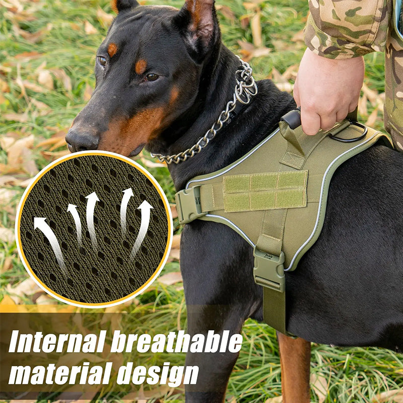 Large Breed Tactical Dog Vest Military Training Harness Molle System Adjustable