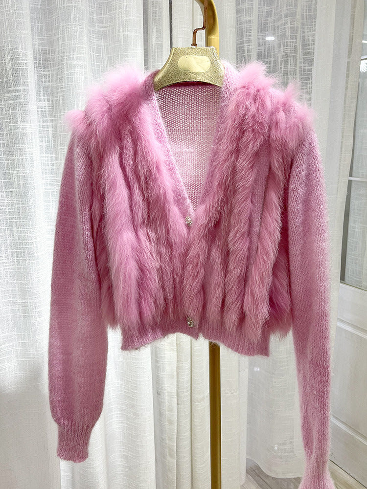 Luxury Women’s Premium Faux Fur Oversized Knit Sweater Cardigan Coat Jacket