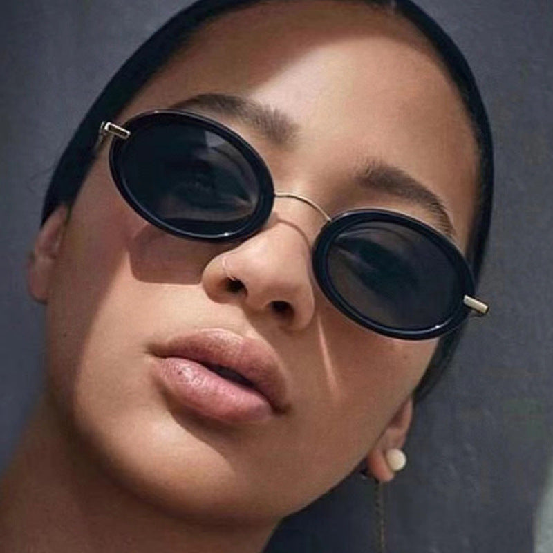 Women's Small Frame Oval Retro Sunglasses UV Protection Lightweight Fashion Accessory