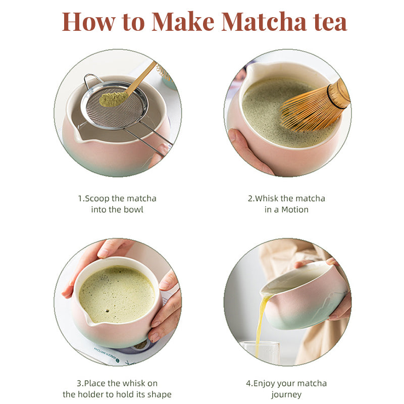 Authentic Matcha Tea Ceremony Set 8 Pieces Includes Ceramic Bowl Bamboo Tools