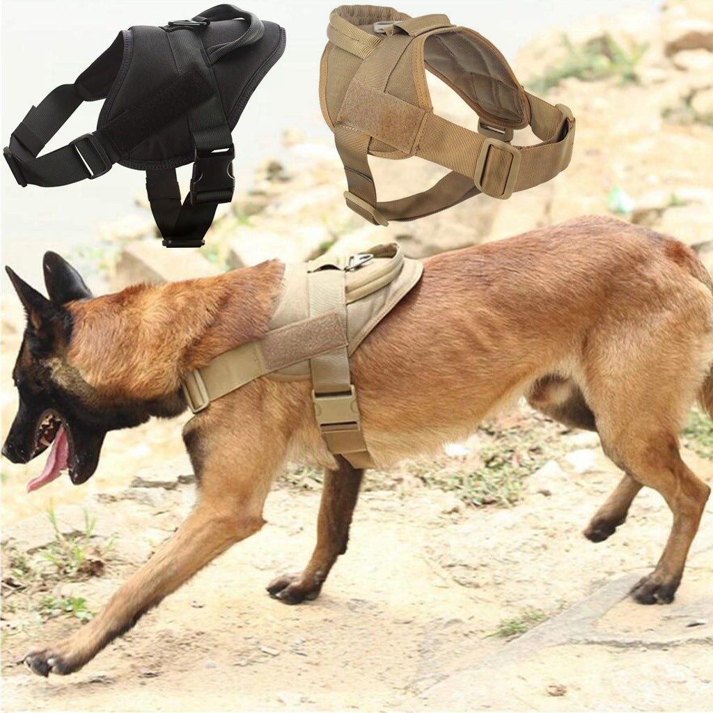 Outdoor Dog Tactical Vest Adjustable Harness Black Military Design Clothing