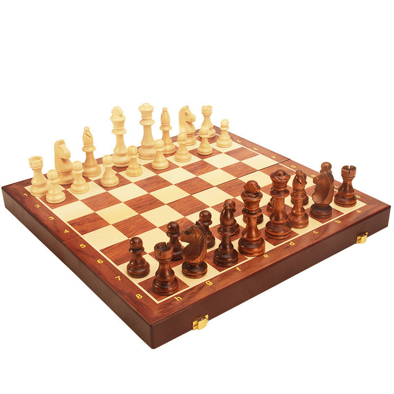 Magnetic Wooden Chess Set Travel Edition Foldable Strategy Board Learning Toy