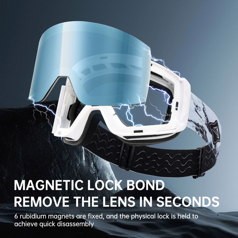 Magnetic Ski Goggles UV Protection Double Lens Anti-Fog Windproof Skiing Gear