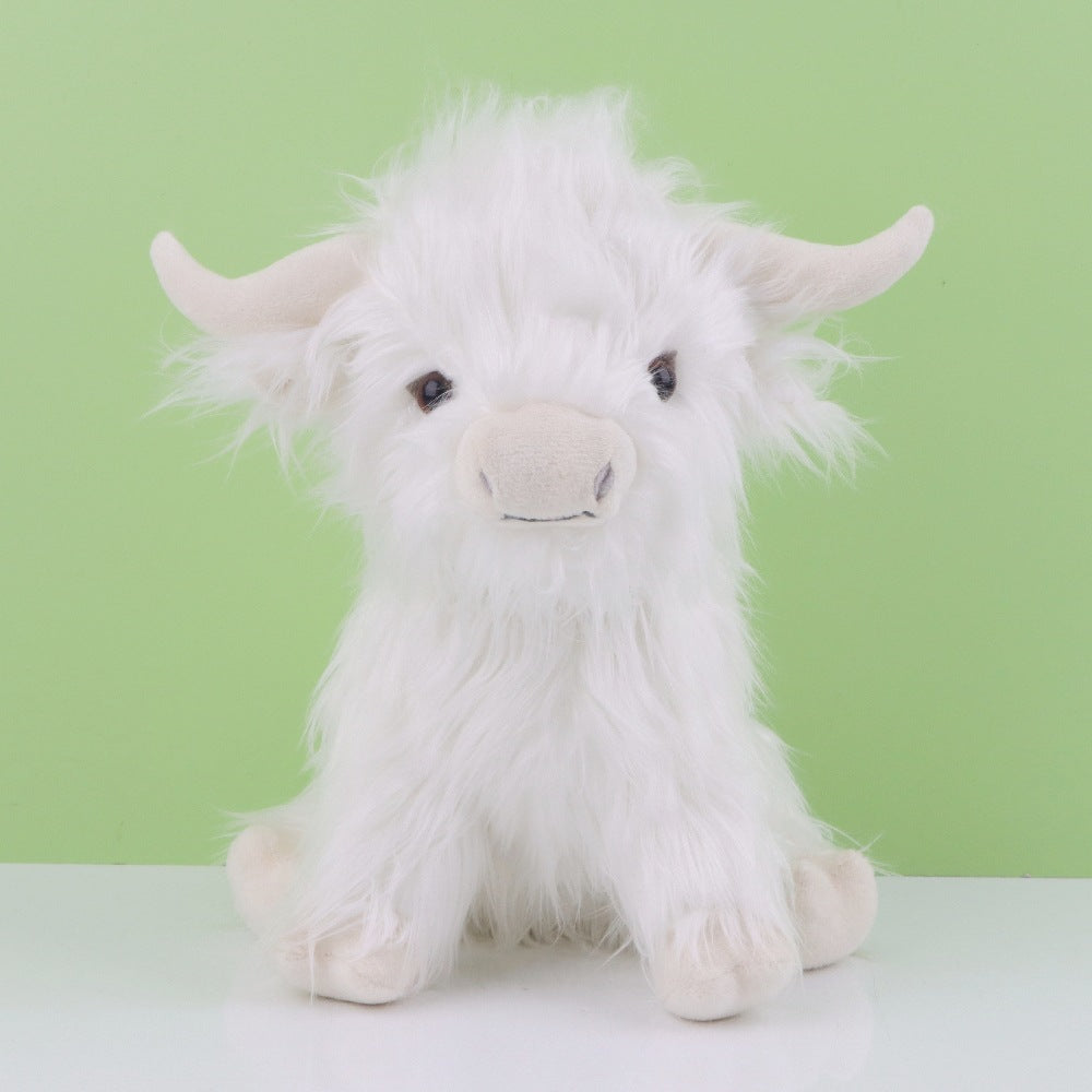 Highland Cow Plush Toy 25cm Realistic Shaggy Fur Soft Toy Durable Bedroom Decor