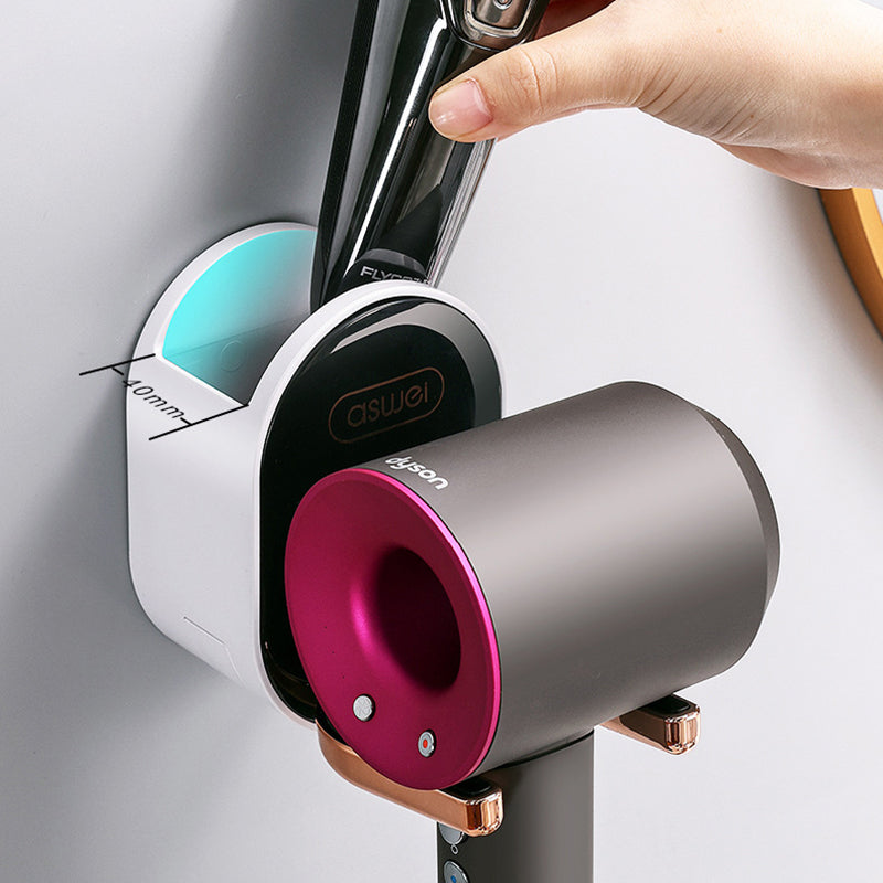 Wall Mounted Hair Dryer Rack Self Adhesive Foldable U Fork 51mm Rear Slot Brush