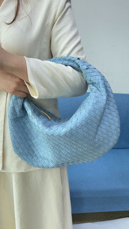 Women's Woven Tote Bag Faux Leather Spacious Lightweight Durable Zip Top Closure
