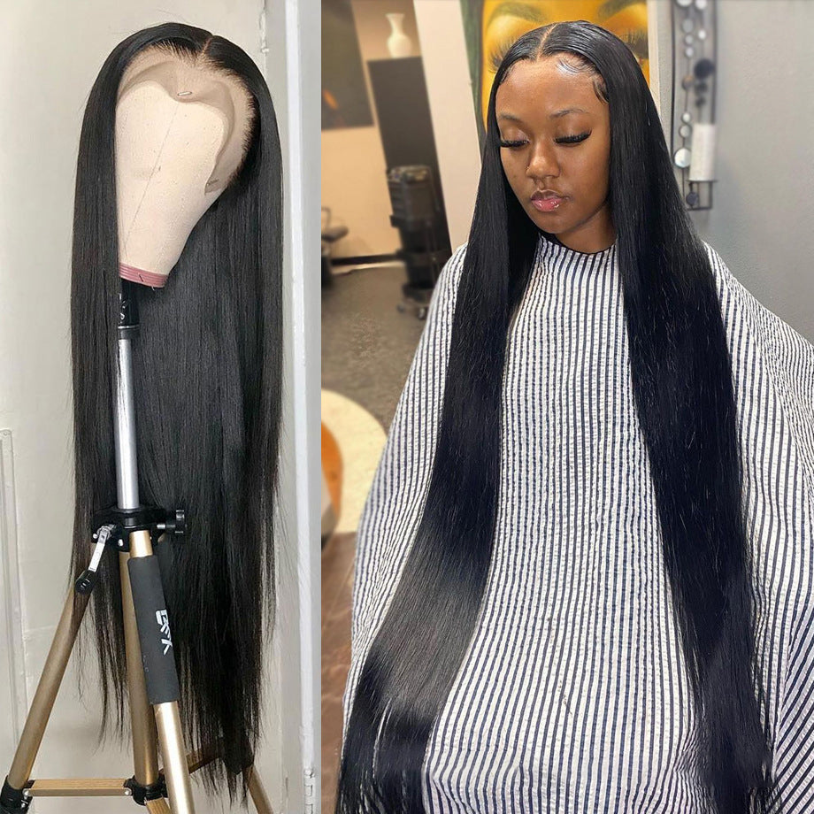 Straight Human Hair Wig Scalp Imitation Top Machine Crafted Lifelike Appearance