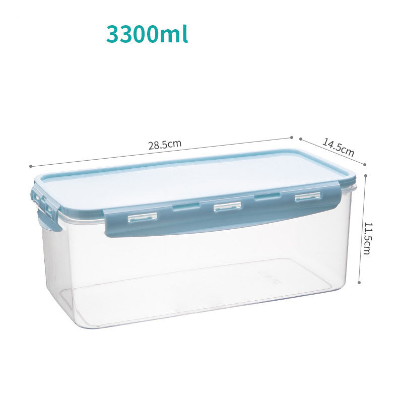 Rectangular Airtight Food Storage Boxes Stackable Microwave Safe White Blue Lids
