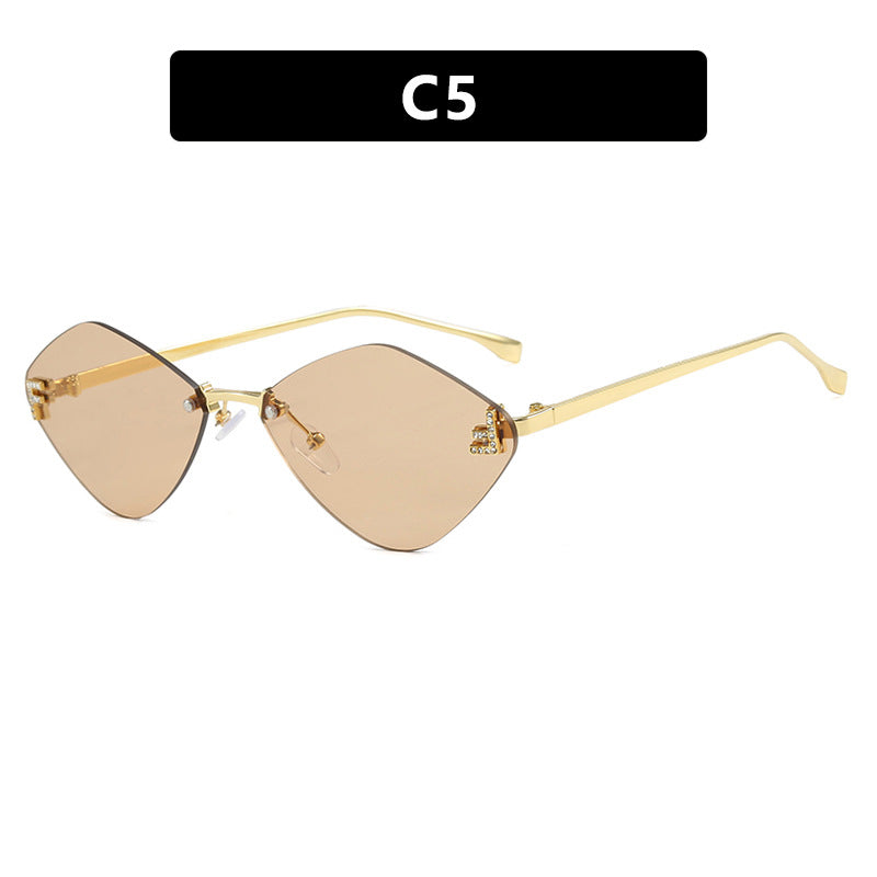 Diamond Shaped Frameless Sunglasses UV400 Scratch Resistant Lenses Sun Protection