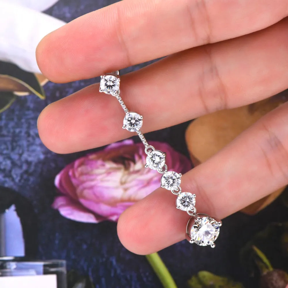 Luxury 925 Sterling Silver 4 Carat Moissanite Stud Earrings D Grade Clear 77mm