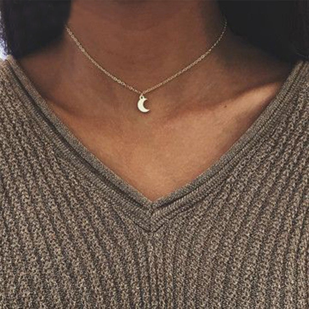 Dainty Small Moon Pendant Chain Necklace Choker Jewellery