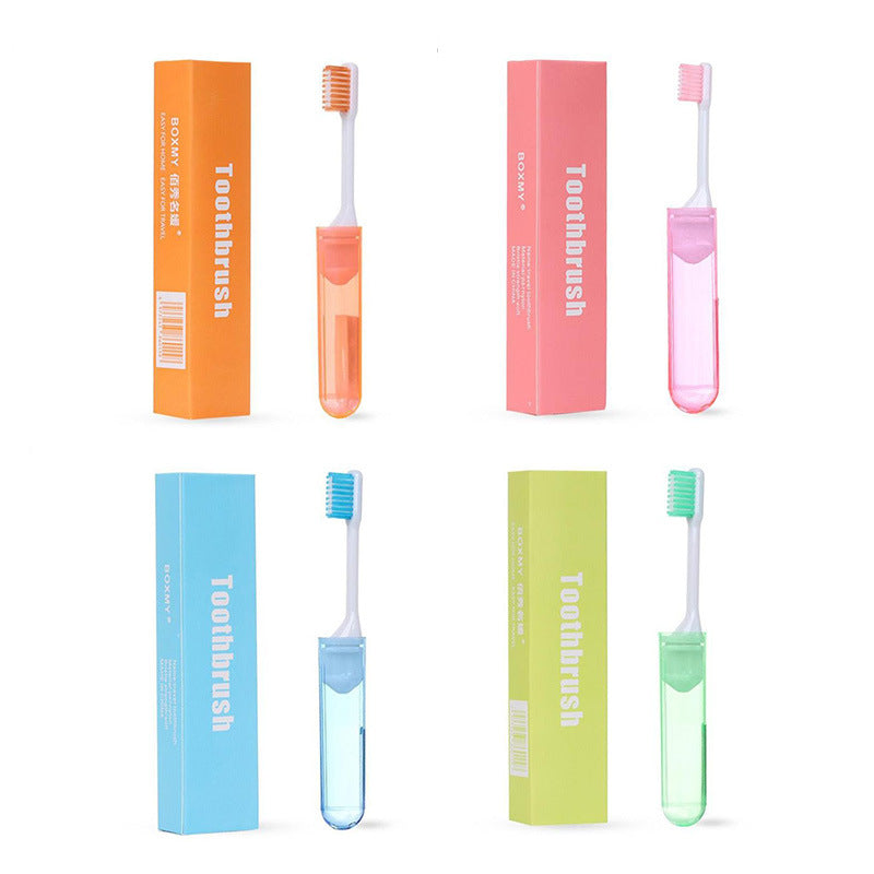 Folding Travel Toothbrush Protective Case Ultra Soft Bristles Compact Handle