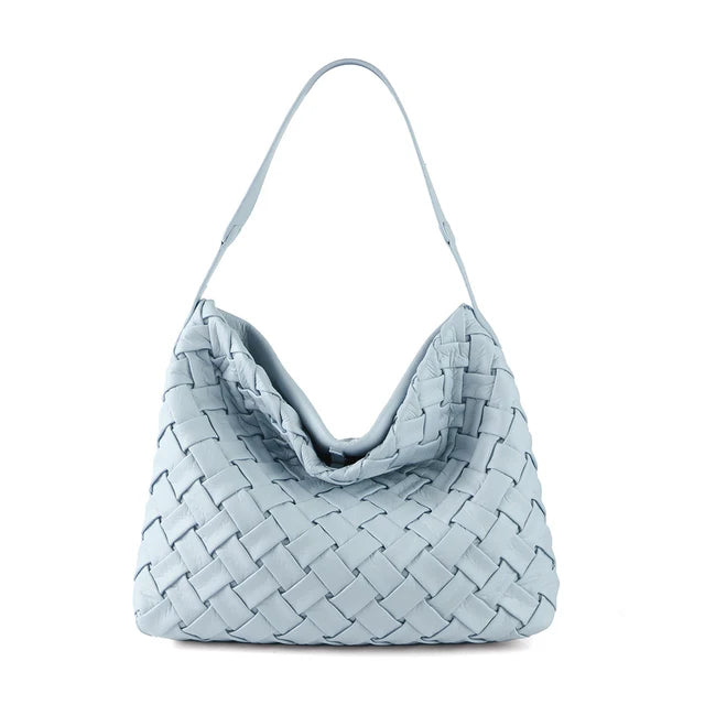 Woven PU Tote Bag - Large Capacity Shoulder Bag, Stylish Handbag for Women