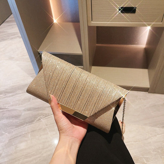 Elegant Evening Clutch Bag for Women | Glitter Purse with Chain Strap Fashion