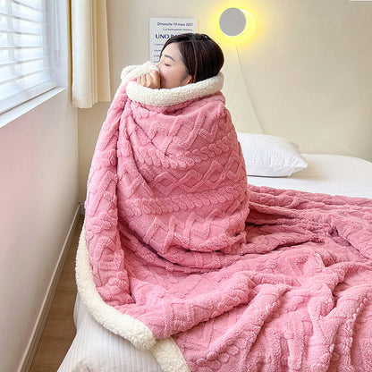 Double-Layer Polar Fleece Blanket for Winter Comfort, Thick and Soft Insulation