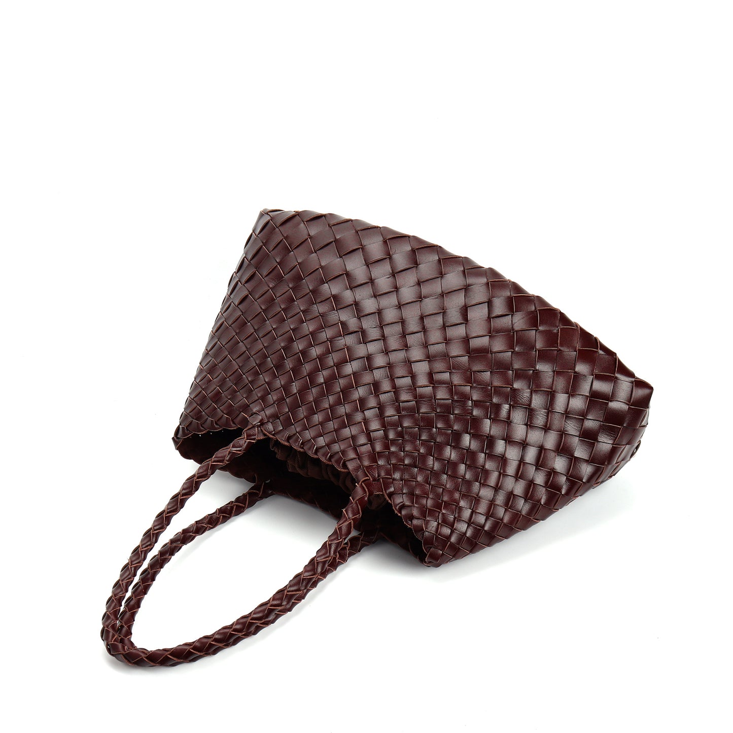 Women's Handmade Woven Leather Shoulder Tote Vintage Style Large Capacity Bag