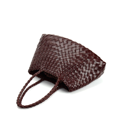 Women's Handmade Woven Leather Shoulder Tote Vintage Style Large Capacity Bag