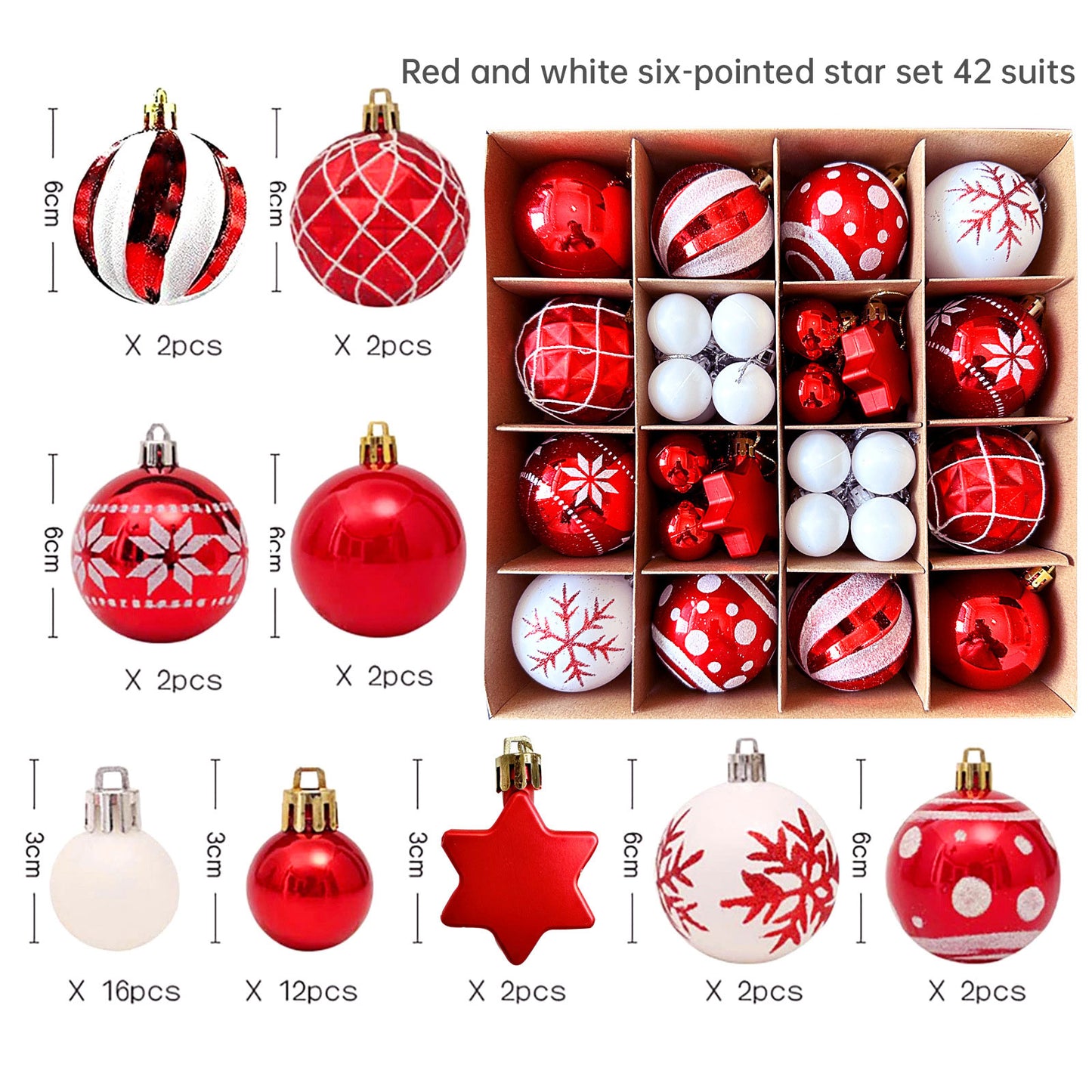 Christmas Tree Ornament Set Premium Bulk Pack Collection Assorted Designs Xmas