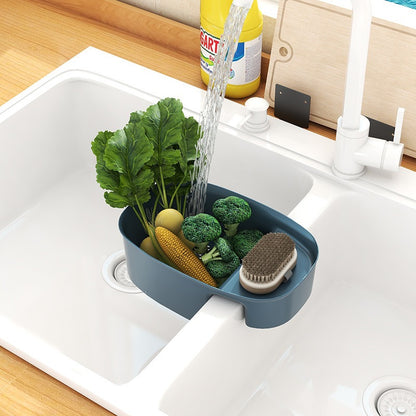 Kitchen Sink Saddle Drain Basket Vegetable Drain Rack Two Compartments 21cm