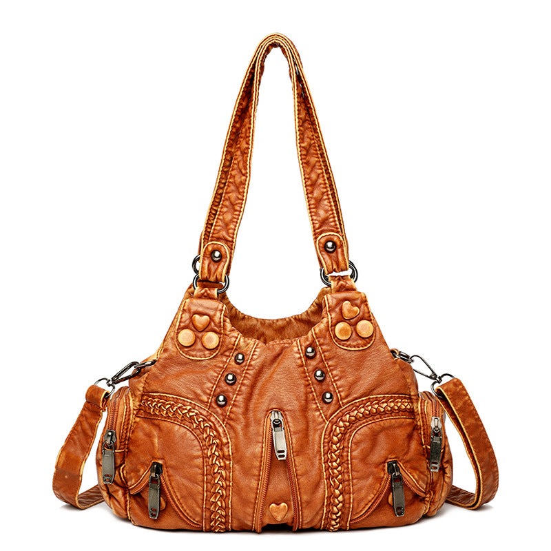 Vintage Women Faux Leather Shell Shaped Medium Elegant Shoulder Bag Accessory