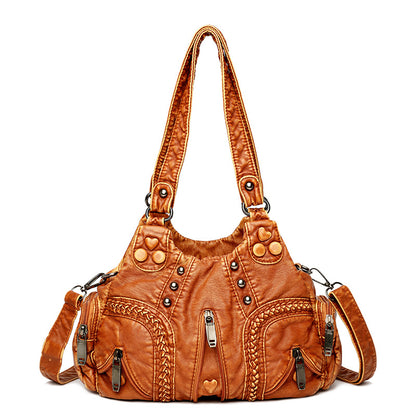Vintage Women Faux Leather Shell Shaped Medium Elegant Shoulder Bag Accessory
