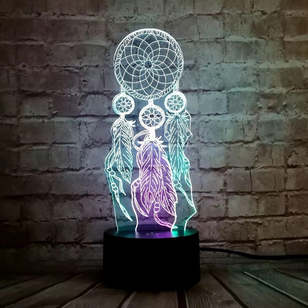 Dream Catcher 3D LED Night Light Colour Changing Touch Lamp Bedroom Desk Decor