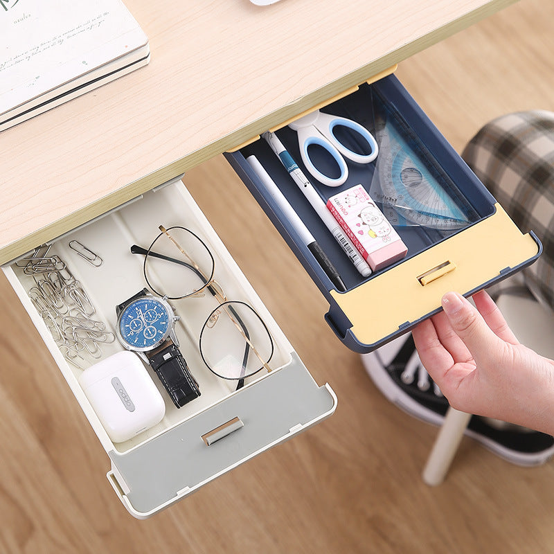 Under Desk Sliding Drawer Storage Box 29.7cm 16cm 4.2cm Desktop Stationery Small